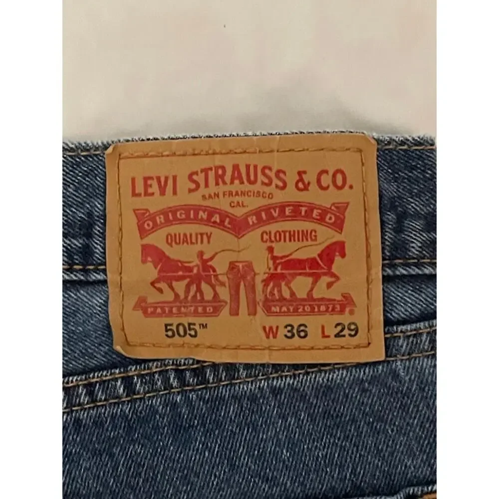 Levi's 505 Men's Regular Straight Fit Blue Jeans Size W36 L29 Classic Denim